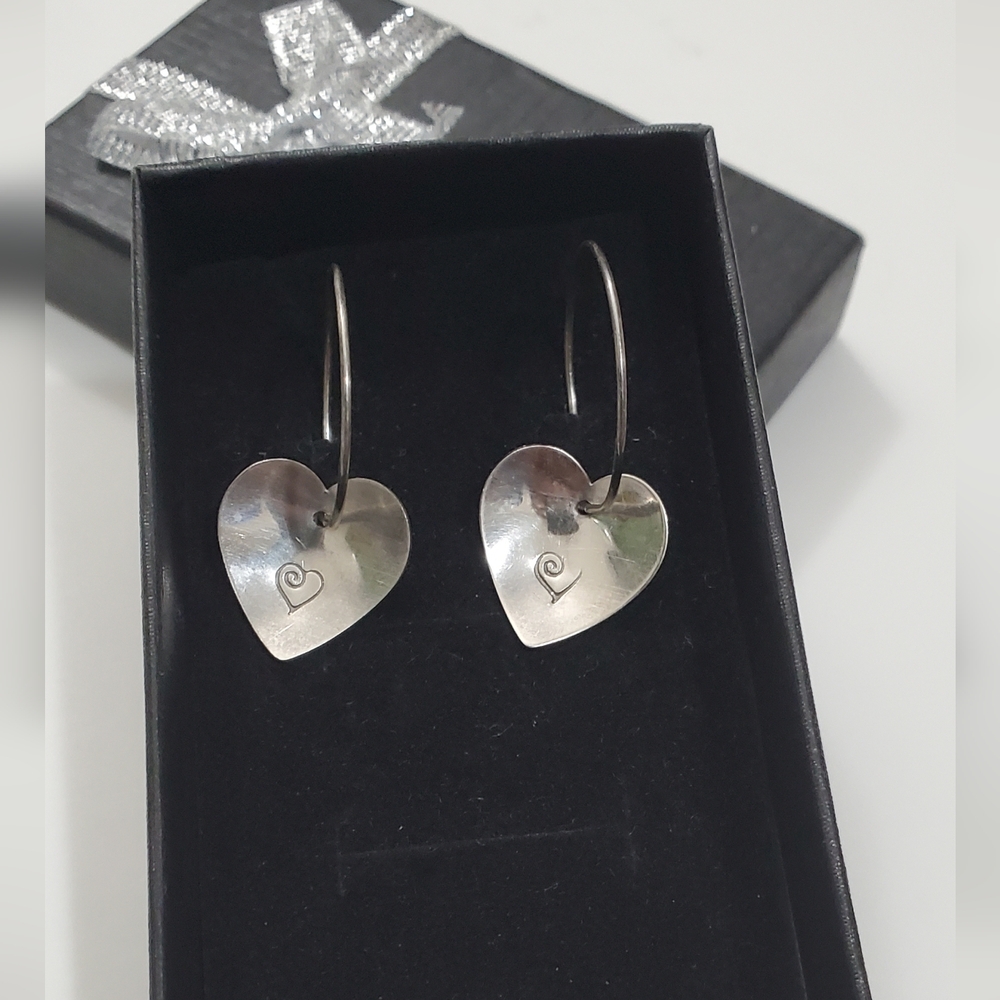 Antique Hearts Hoop Earrings